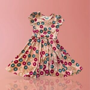 Dot Dot Smile DDS Cap-Sleeve Twirl Dress-Pink Donuts - Size 5/6